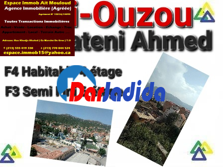Vente Appartement F3 Tizi-ouzou