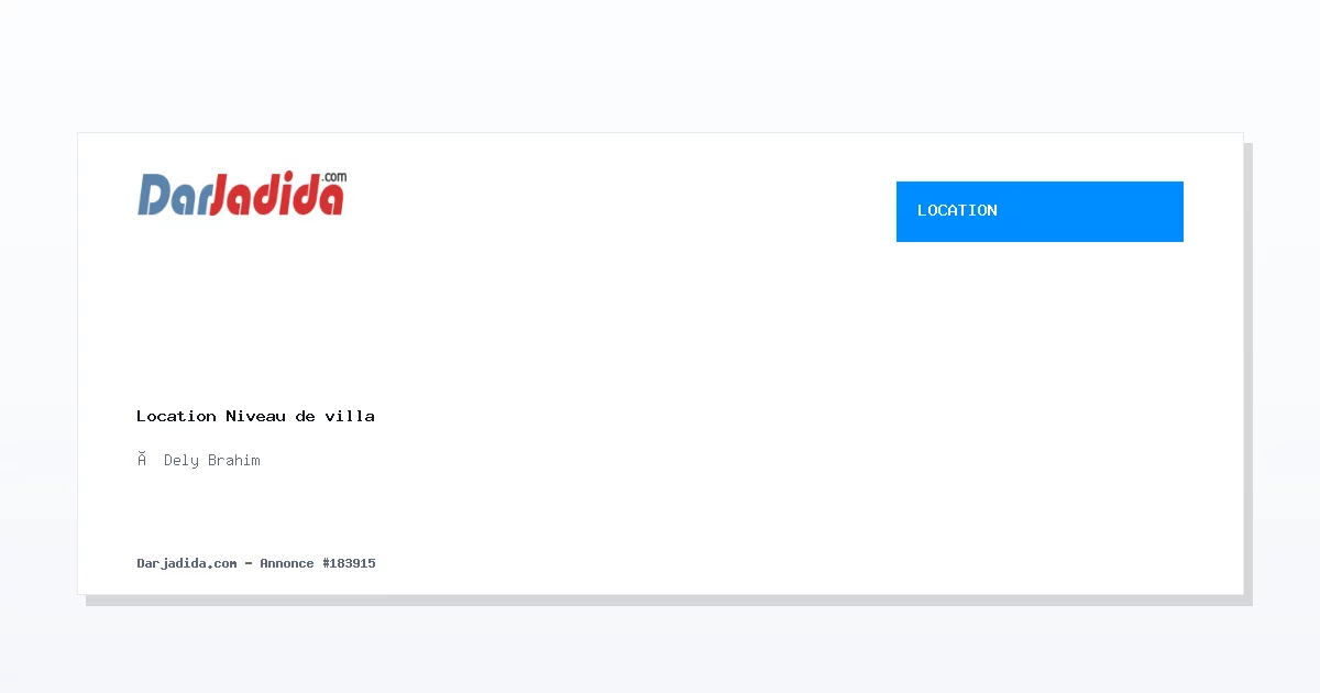 Location Niveau de villa F3 Alger