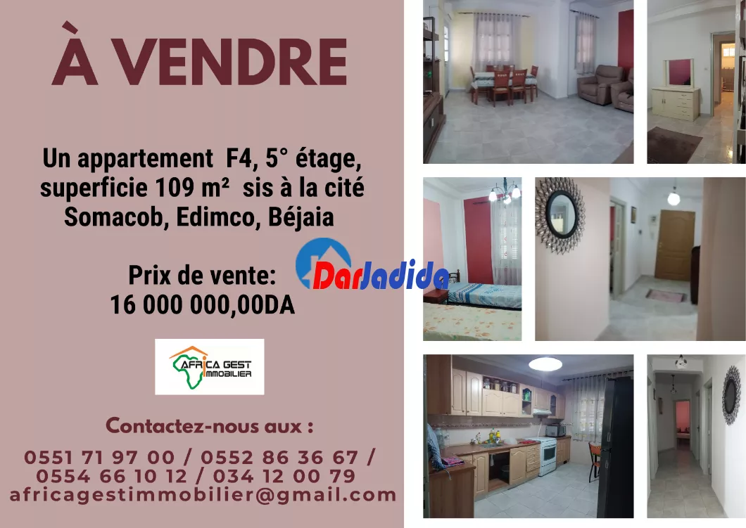 Vente Appartement F4 Cité Somacob, Edimco Béjaïa Bejaia