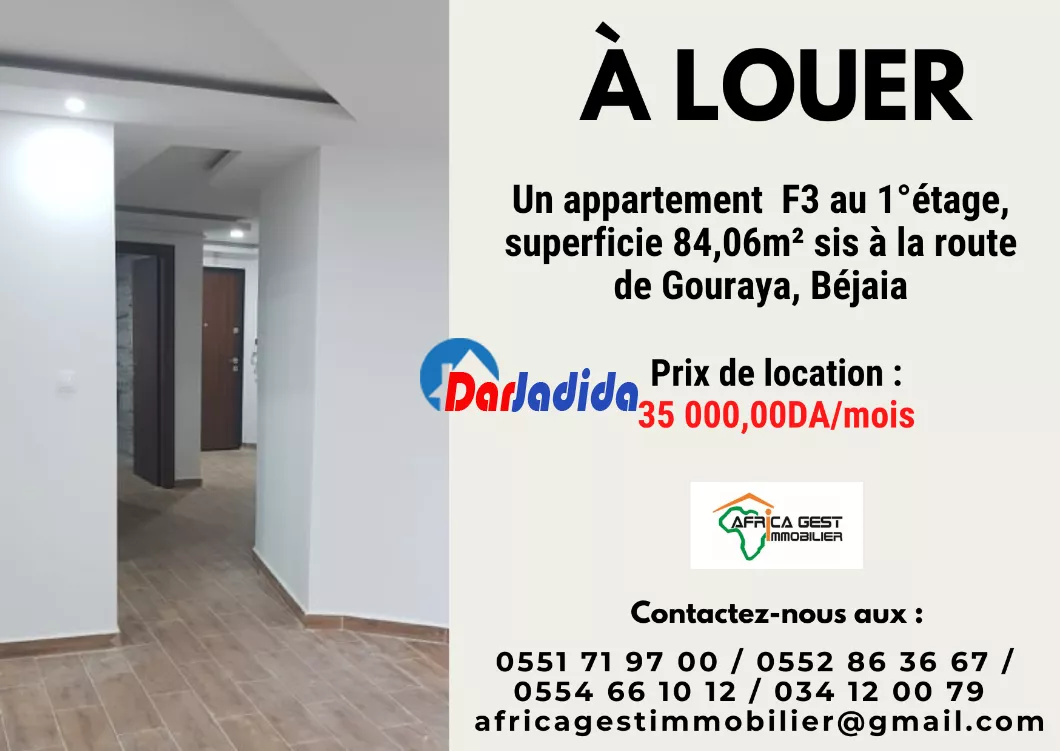 Location Appartement F3 Route de Gouraya Béjaïa Bejaia