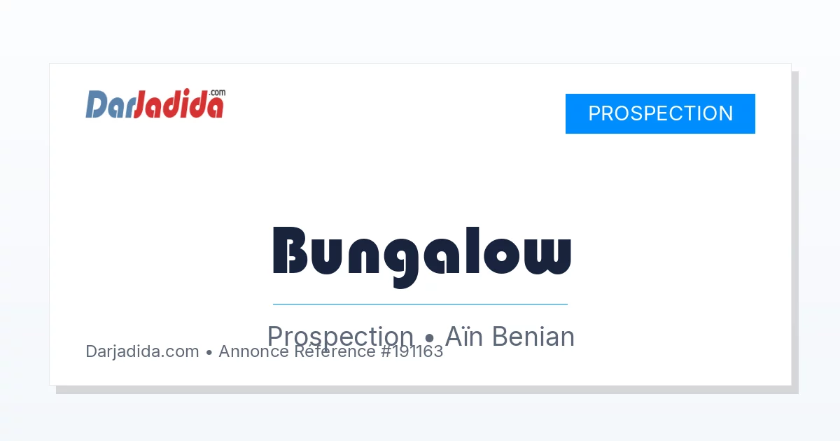 Prospection Bungalow  Alger