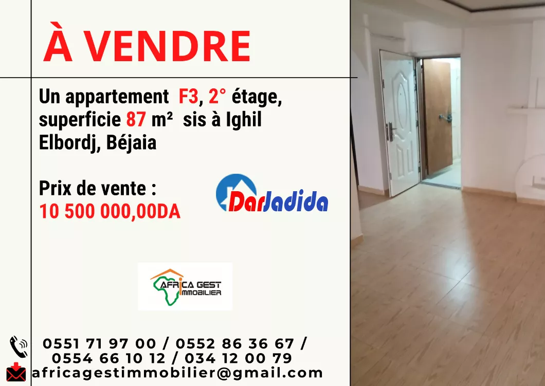 Vente Appartement F3 Ighil Elbordj Béjaïa Bejaia