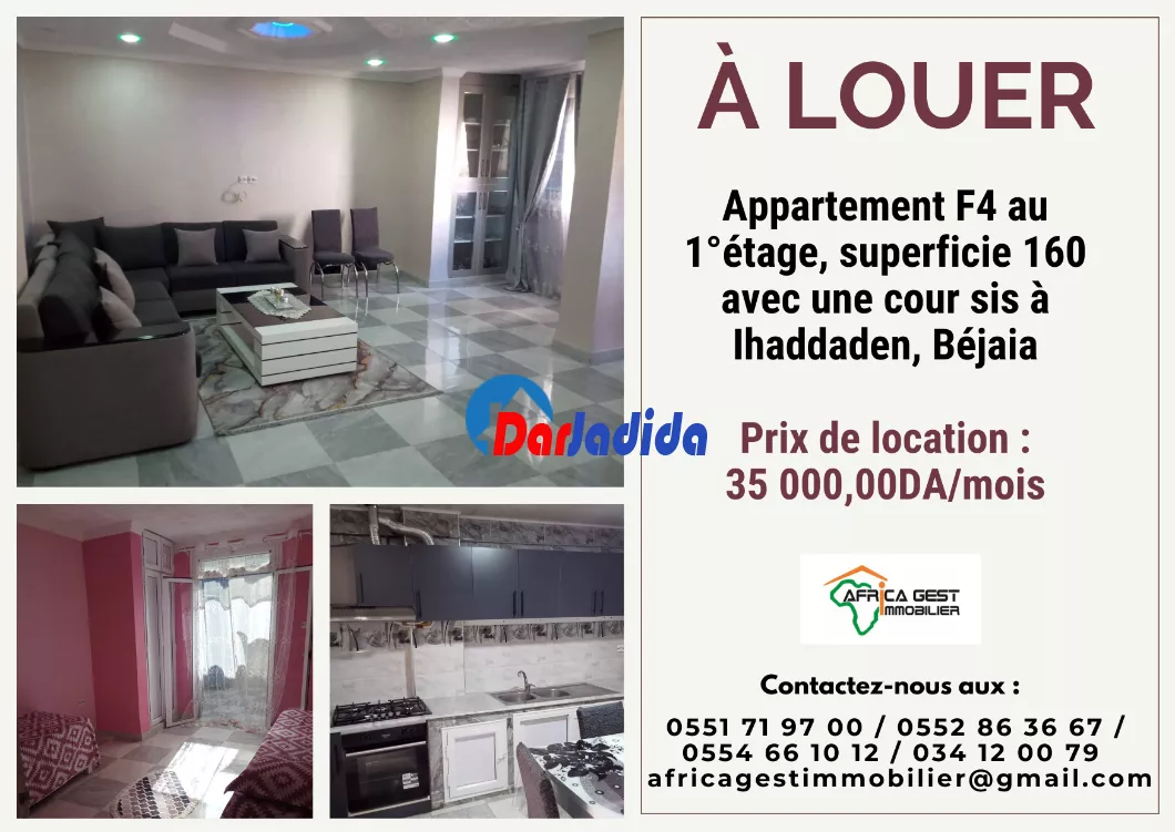 Location Appartement F4 Ihaddaden Béjaïa Bejaia