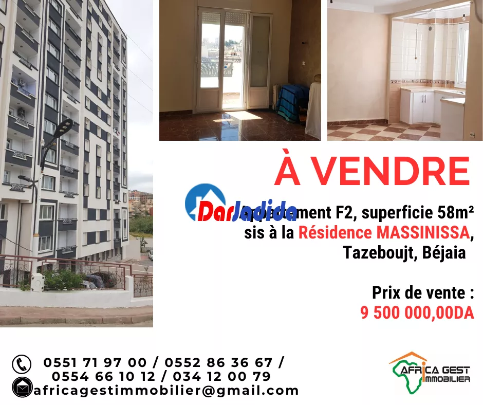 Vente Appartement F2 Résidence MASSINISSA Béjaïa Bejaia