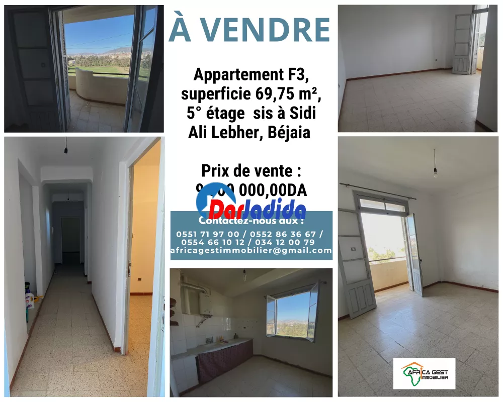 Vente Appartement F3 Sidi Ali Lebher Béjaïa Bejaia
