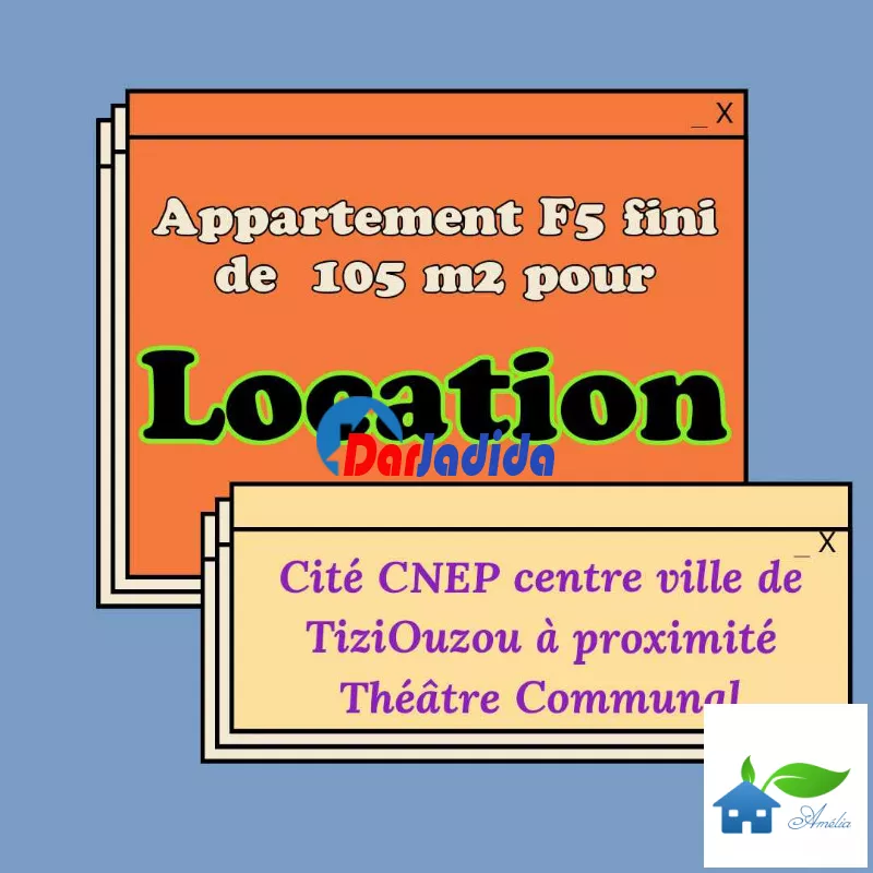 Location Appartement F5 Cité CNEP à proximité théâtre communal en plein Centre Ville de Tizi Ouzou Tizi Ouzou Tizi-Ouzou
