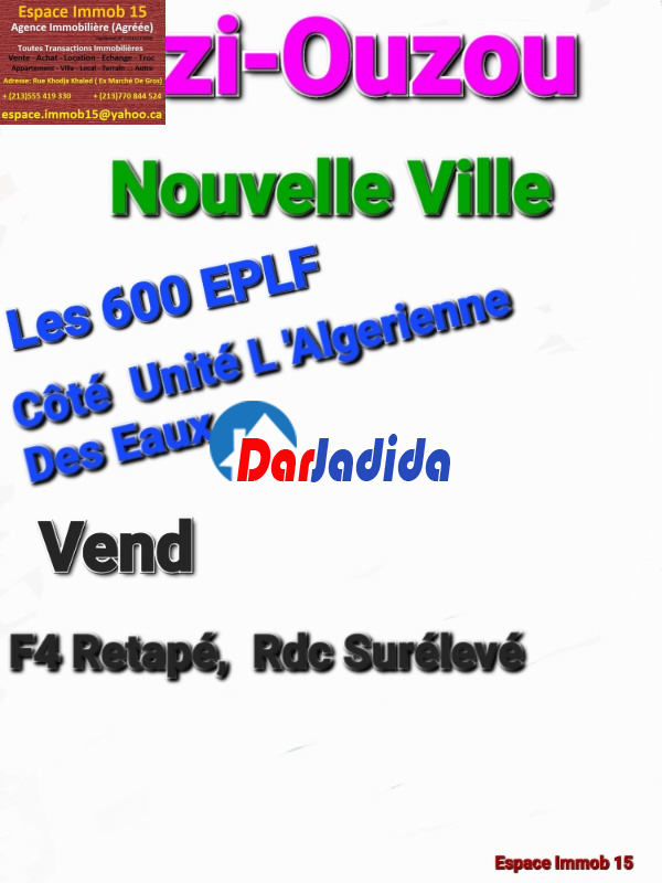 Vente Appartement F4 Tizi-ouzou