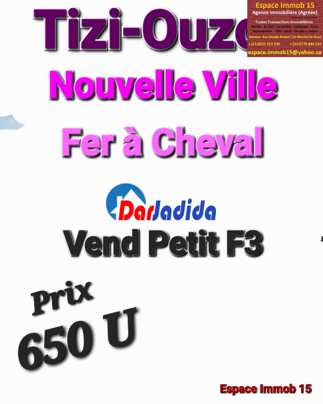 Vente Appartement F3 Tizi-ouzou