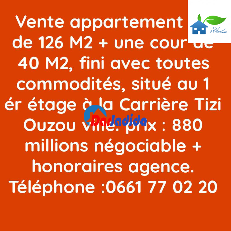 Vente Appartement F4 Tizi-ouzou