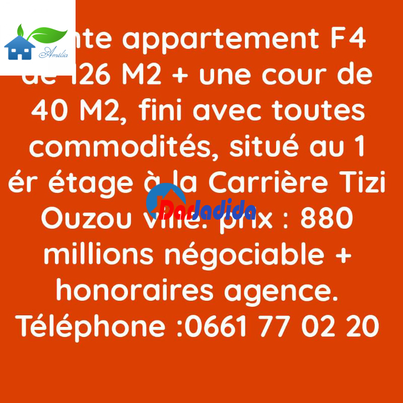 Vente Appartement F4 Tizi-ouzou