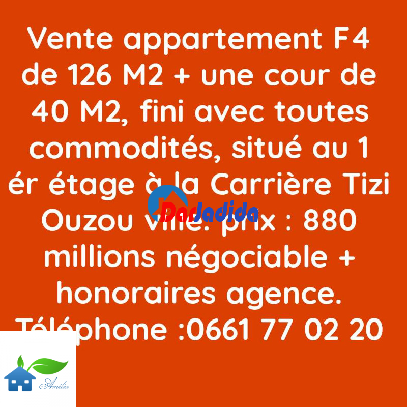 Vente Appartement F4 Tizi-ouzou