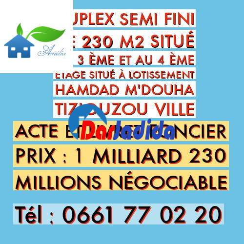 Vente Appartement F7 Tizi-ouzou