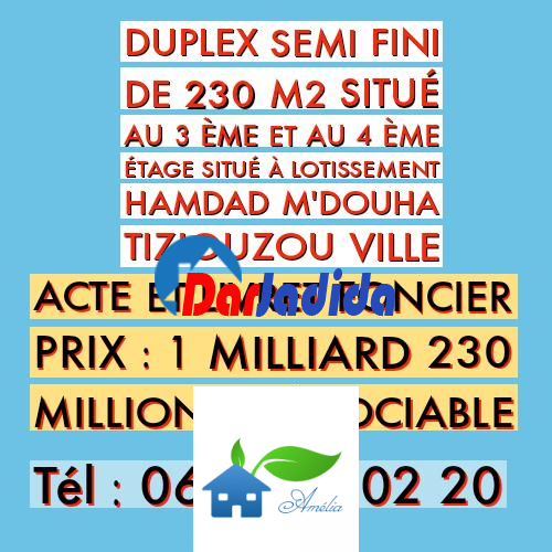 Vente Appartement F6 Tizi-ouzou