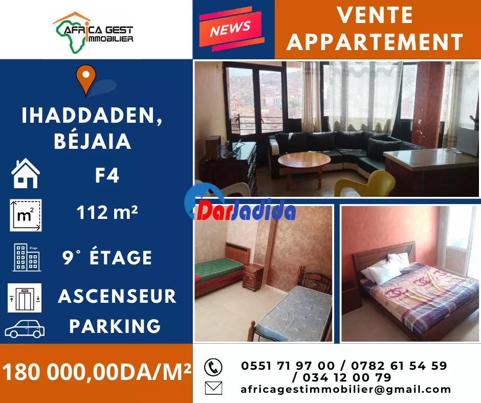 Vente Appartement F4 Bejaia