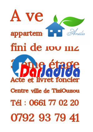 Vente Appartement F6 Tizi-ouzou