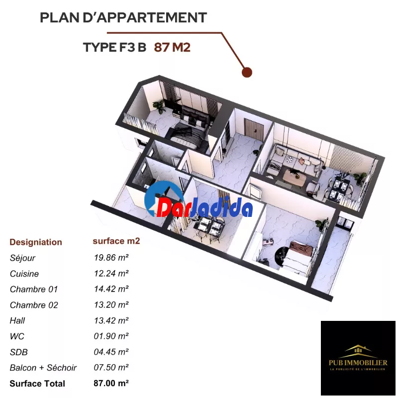 Vente Appartement F3 Mostaganem