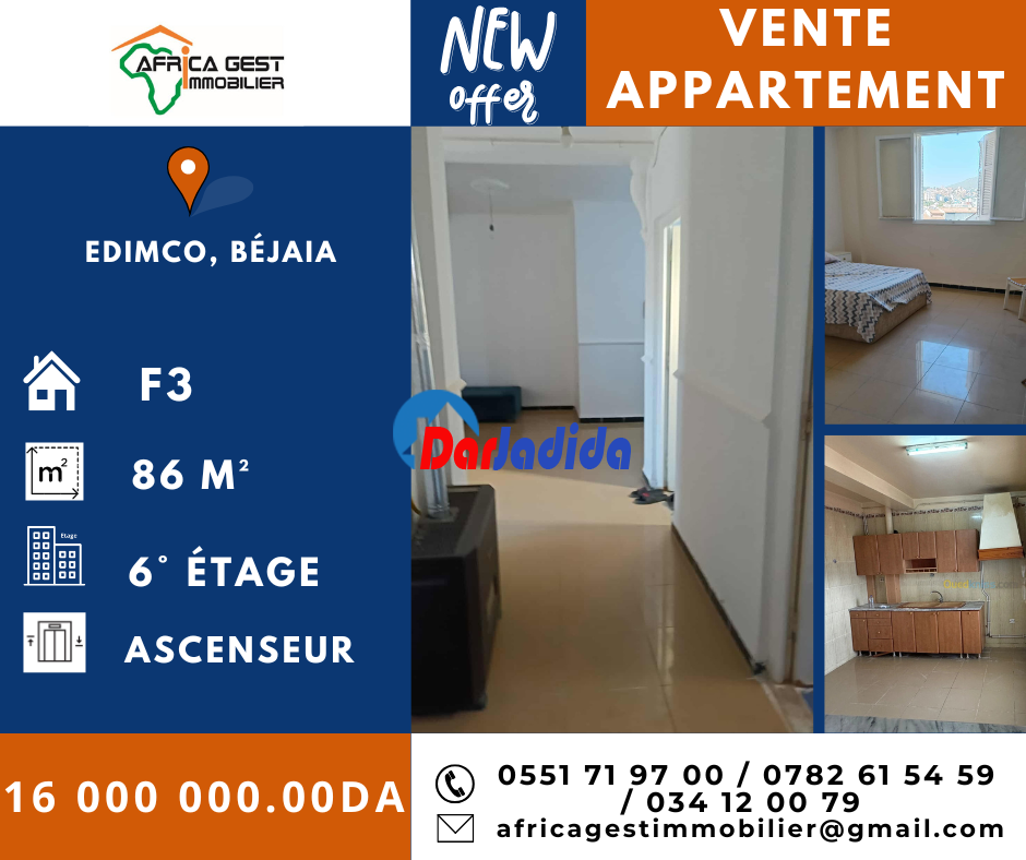 Vente Appartement F3 Bejaia