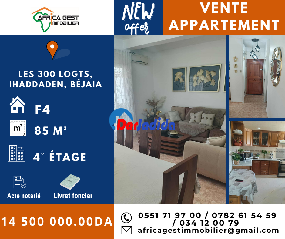 Vente Appartement F4 Bejaia