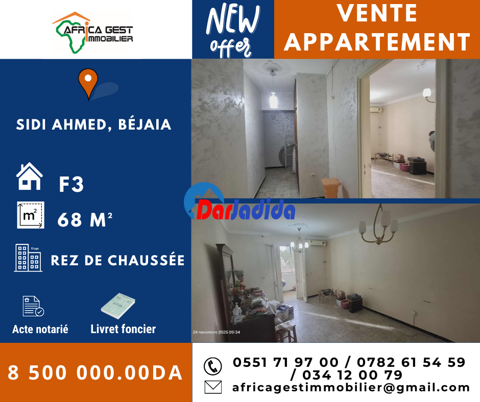 Vente Appartement F3 Bejaia