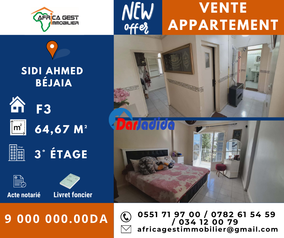 Vente Appartement F3 Bejaia