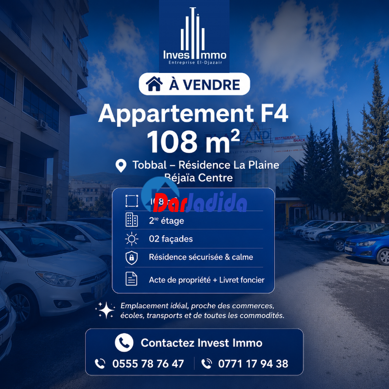 Vente Appartement F4 Bejaia