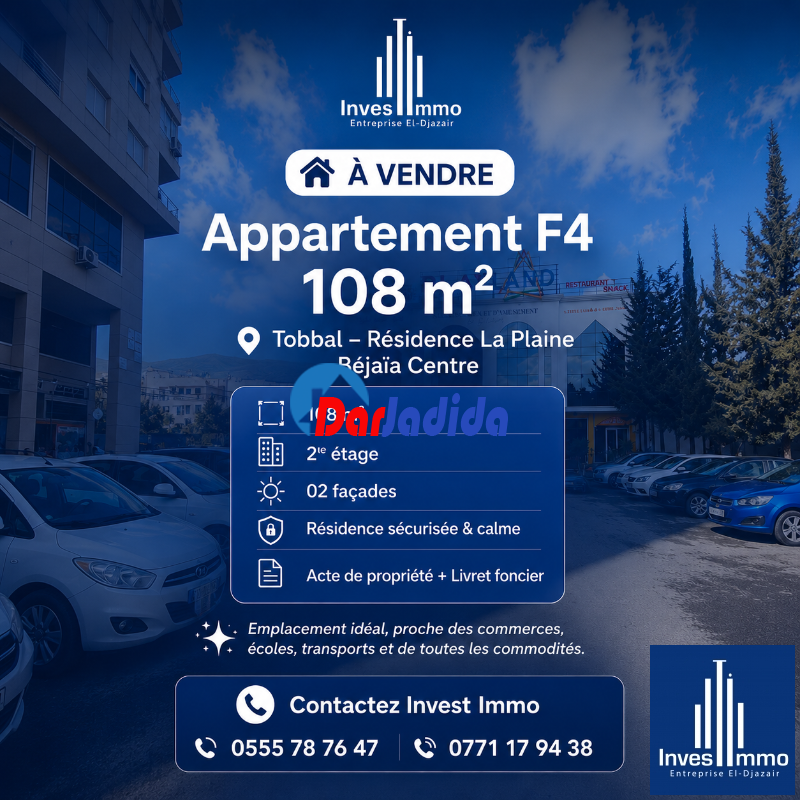 Vente Appartement F4 Bejaia